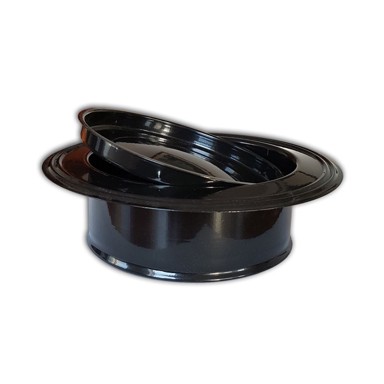 Dimovodna rozeta fi 150, 70 mm s poklopcem, crna