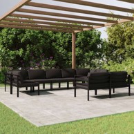 9-dijelna vrtna garnitura od aluminija s jastučićima, antracit 