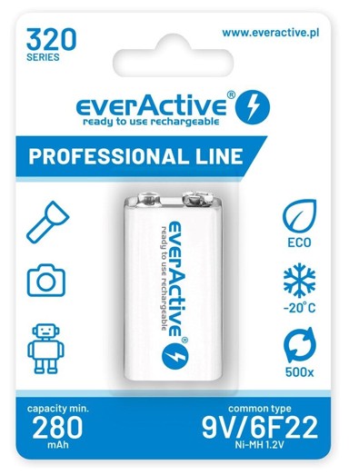 EVERACTIVE Punjive baterije Professional Line Ni-MH 6F22, 9V, 320 mAh