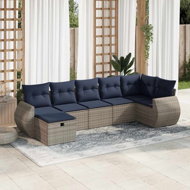 7-dijelni set vrtnih sofa od poliratana, sivi