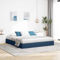 Otomanski krevet s pohranom 180 x 200 cm od tkanine, plavi