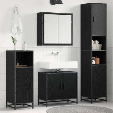 Set namještaja za kupaonicu, 4 kom, 65 x 33 x 60 cm, crni hrast