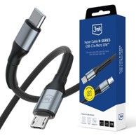 3MK Hyper Cable USB kabel, USB-C na Micro USB, 1 m, 10 W, crni