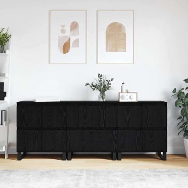 Komode, 180x35x70 cm, 3 pcs, konstruirano drvo, crni hrast