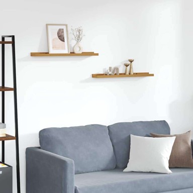 Zidna polica, set 2 kom, 60 x 9 x 3 cm, od konstruiranog drva, bež