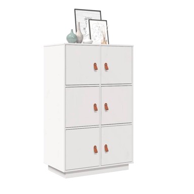 Visoka komoda bijela 67 x 40 x 108,5 cm od masivne borovine