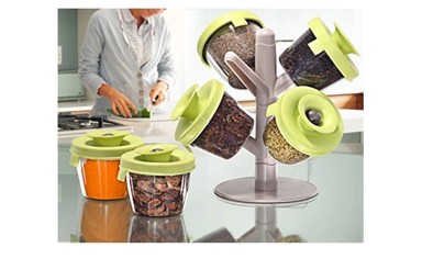 Pop Up Stalak za začine Spice Rack s vakuumskim poklopcima