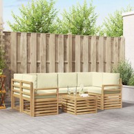 Set vanjskih sofa s jastucima 7 dijelova od poliestera, bijela i krem