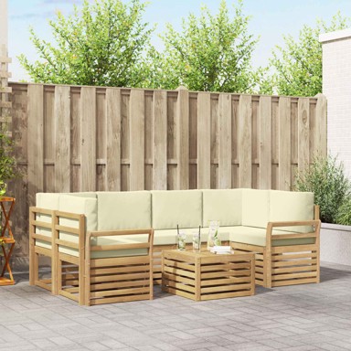 Set vanjskih sofa s jastucima 7 dijelova od poliestera, bijela i krem