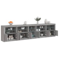 Komoda s LED svjetlima boja sivog hrasta 283x37x67 cm