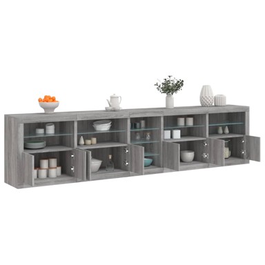 Komoda s LED svjetlima boja sivog hrasta 283x37x67 cm