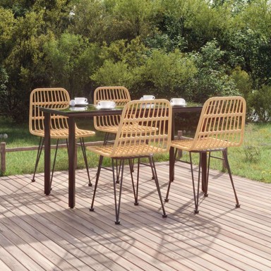 5-dijelni vrtni blagovaonski set, poli-ratan, dužina stola 140 cm, smeđi