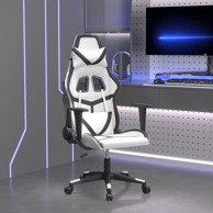 Masažna gaming stolica bijelo-crna od umjetne kože