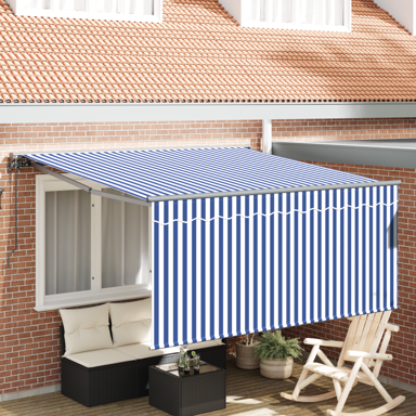 Skrovita tenda 350x250 cm, tkanina, plavo-bijele pruge