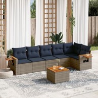 7-dijelni set vrtnih sofa od poliratana s jastucima, sivi