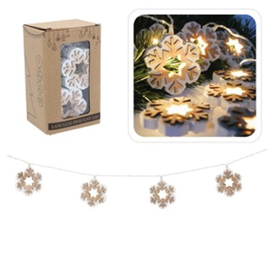 Božićne LED lampice na baterije, 10 svjetala s motivom drvenih pahulja