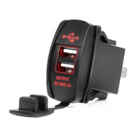 AMIO Vodootporni modularni auto punjač sa crvenim LED osvjetljenjem, 2xUSB, 12/24V