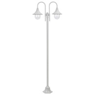 Vrtna dvostruka stupna svjetiljka od aluminija E27 220 cm bijela