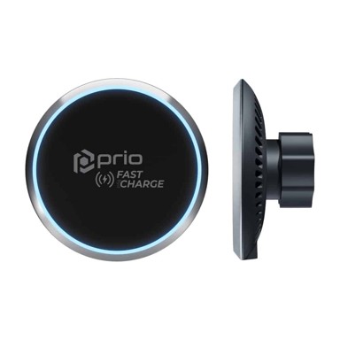 PRIO Magnetski bežični auto punjač Fast Charge, crni, 15W, USB C