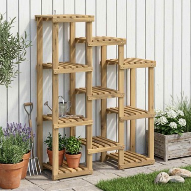 Stalak za biljke 85 x 30 x 114,5 cm od masivnog bagremovog drva, bijeli