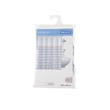 Zavjesa za tuš, 180x200 cm, PVC, modro-bijela