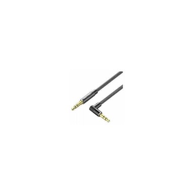 VENTION Audio kabel, desni kut, pamučni pleteni, 3,5mm muški na muški, 0,5m, crni