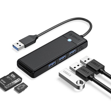 ORICO USB hub PAPW3AT-U3, 3 x USB 3.0, čitač SD kartica, 1 m, crni