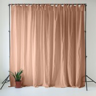 LINEN TALES Ružičasta/smeđa lanena zavjesa 140x250 cm Cafe Creme 