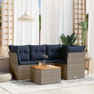 5-dijelni set vrtnih sofa od poli-ratana s jastucima, siva