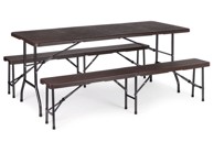 MODERNHOME Banketni set za catering stol 180 cm i 2 klupe, smeđi