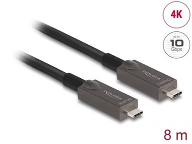 DELOCK Kabel, USB-C 3.2 (M) na USB-C 3.2 (M), optički, PD, 8 m, crni