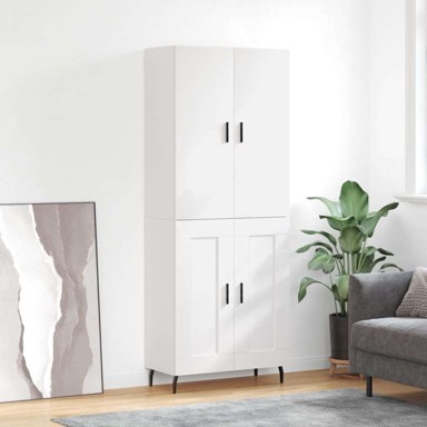 Visoka komoda bijela 69 5x34x180 cm konstruirano drvo , drvena vrata