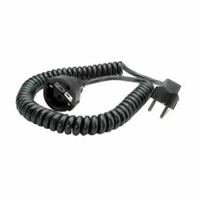 BACHMANN Produžni kabel 220V spiralni 0,5 m crni BM0010705