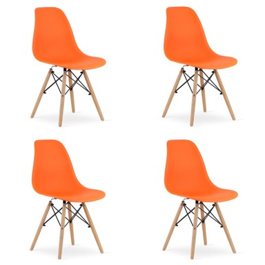 Set od 4 stolice, Osaka, narančasti prirodno drvo