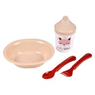 BÉBÉ DOUCEUR Plastičan dječji set posuđa 4 kom Forest
