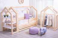 Krevet u obliku kućice deluxe, 90 x 190 cm, ladica, noge: bez nogu, Barijere: Prednja