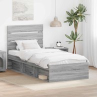 Okvir za krevet s uzglavljem 100 x 200 cm, siva sonoma