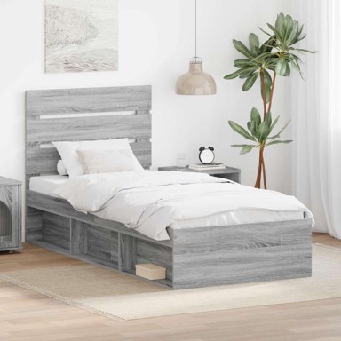 Okvir za krevet s uzglavljem 100 x 200 cm, siva sonoma