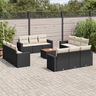 Set vrtnih sofa, 13 kom, poliratan, s jastucima, bež