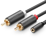 UGREEN Audio kabel 10588 1 m 2 x RCA na 3.5 mm, crni