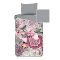 HIP Posteljina 140x200 cm od flanela za krevet za jednu osobu Ružičasto-siva