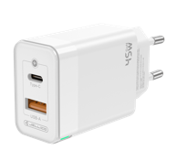 JELLICO Punjač adapter C107, GaN, USB-A i Type-C, QC, PD, 45 W, original, bijela, EU blister