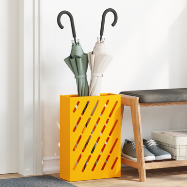Stalak za kišobrane, senf boja, metal, standard, pravokutni, moderni