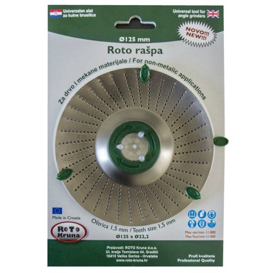 ROTO KRUNA Brusna ploča za drvo rašpa okrugla 125 mm 1,5 mm