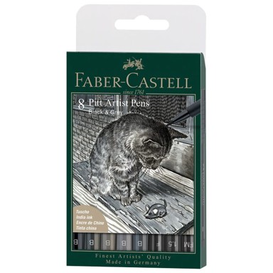 FABER-CASTELL Set 167171 pitt artist pk8 gray&black, sivo-crna