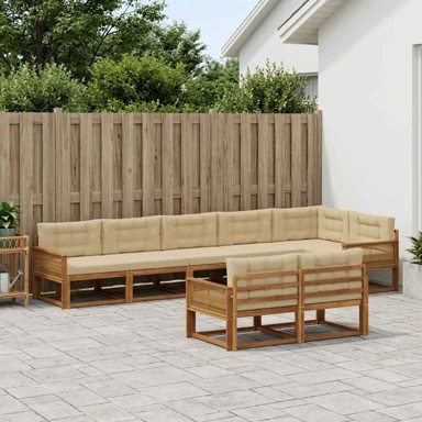 Set vanjskih sofa, 8-dijelni, prirodni i bež