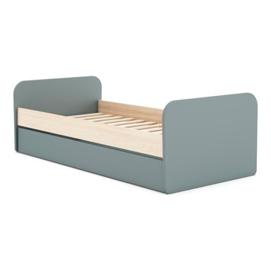 MARCKERIC Dječji krevet u dekoru bora s dodatnim ležajem s prostorom za odlaganje s podnicom 90x200 cm u prirodnoj boji/prljavo zeleni Esteban 