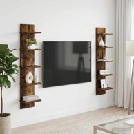 Zidna polica 2 kom 22 x 15 x 100 cm, dimljeni hrast