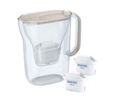 Brita Style Essential filter jug + 2 Maxtra Pro Pure Performance filter cartridges (sand-coloured)