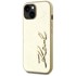 KARL LAGERFELD Wrinkled Metal Signature maskica za iPhone 15, zlatna